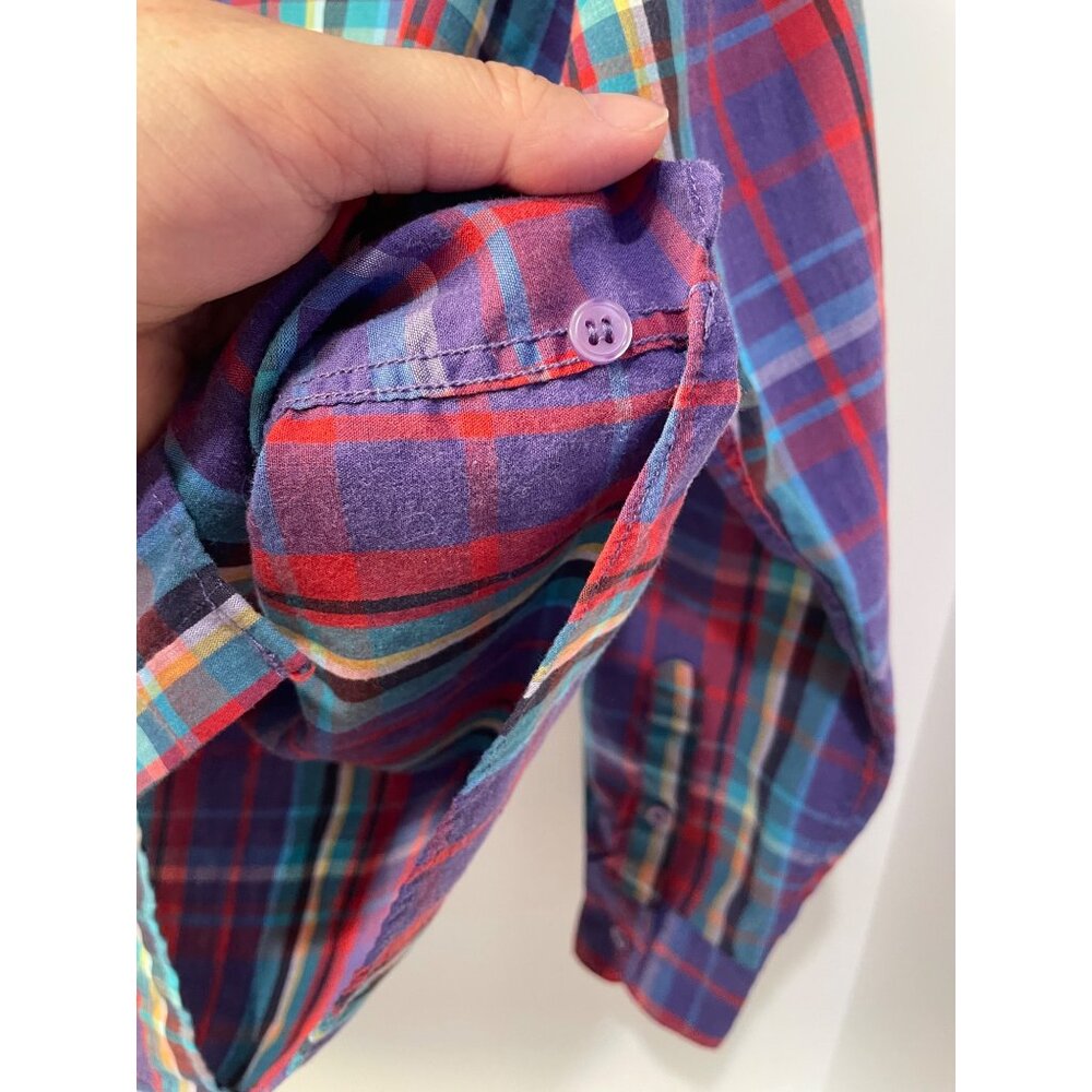 Vtg Circa Now Womens Plaid Button Up Top Size 8 Preppy 90s Colorful Timeless Y2K - Picture 6 of 10